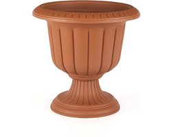 Sierlijke - terra-cotta - bloempot - op voet 60cm - 47L - UV bestendig - Hoog - Hoge - Ronde - Kruidenbak - Plantenbak - Nergiz