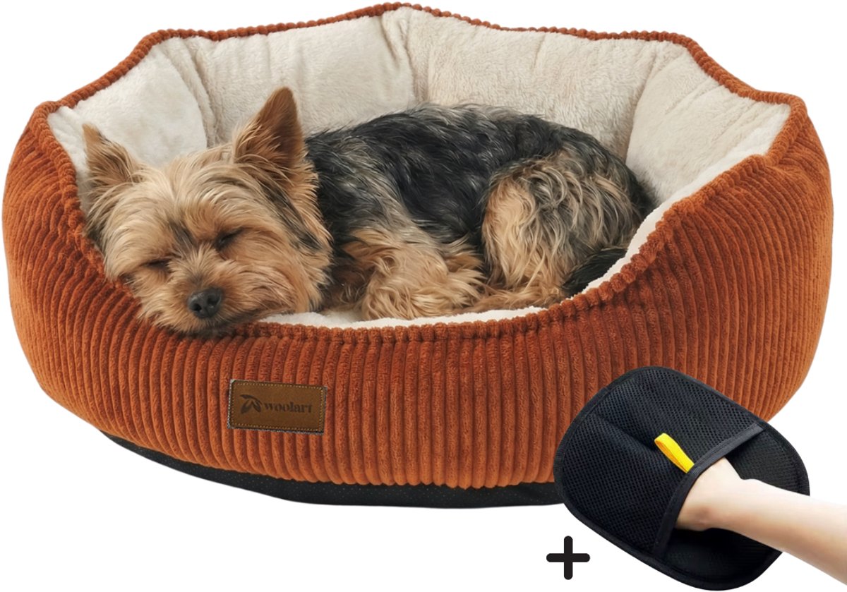 Woolart Hondenmand - Luxe hondenkussen - Kattenmand - Wasbaar - Maat M - Terracotta