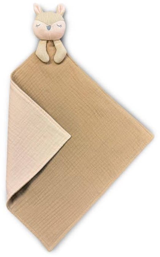 Kraampakket beige / blauw - Hydrofiele Knuffeldoek & Slab 100% Katoen - Baby Cadeauset - babyshower - baby jongen - Gouden Geschenkverpakking - Brievenbus Kraamcadeau — afbeelding 3