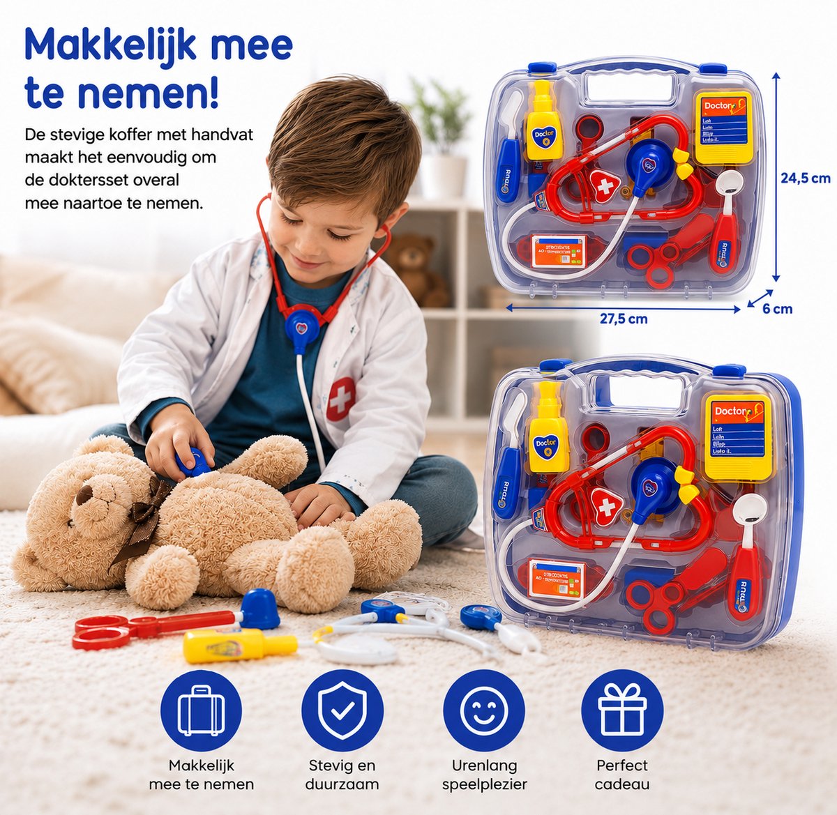 Dokterset Speelgoed - Dokterset 14 delig - Doktersset - Dokterskoffer - Speelgoed Doktersset - Dokter Speelgoed - Dokter Speelgoed Koffer - Black Fryday Deals - Sinterklaas Cadeautjes — afbeelding 2