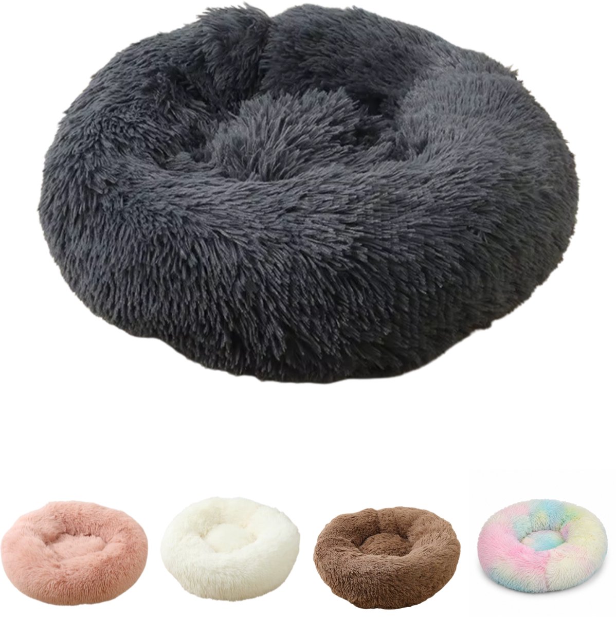 60 Pines® Zachte Kattenmand Grijs - Wasbaar met Afritsbare Hoes - 50 cm Hondenmand - Donut Kattenbed - Poezenmand - Kattenkussen - Cat Bed