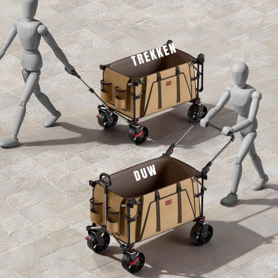 QUOVO® Bolderkar Opvouwbaar Luchtbanden - Bolderkar - Bolderkar Opvouwbaar - Khaki - 95cm x 53cm x 70cm van Quovo — afbeelding 4