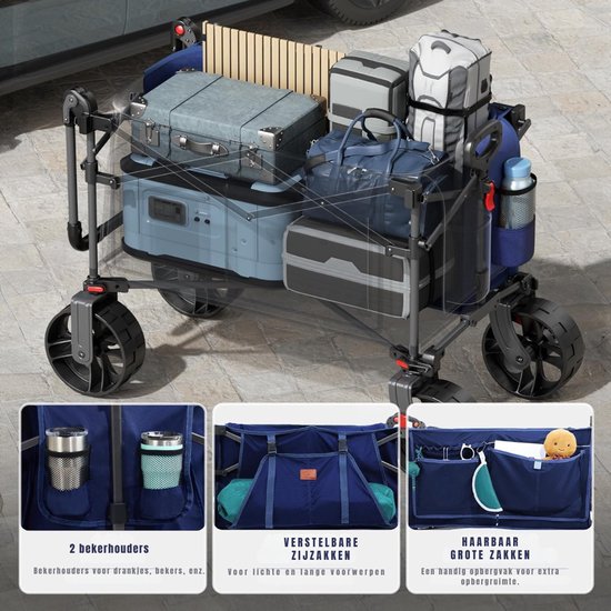 QUOVO® Bolderkar Opvouwbaar Luchtbanden - Bolderkar - Bolderkar Opvouwbaar - Blauw - 108cm x 53cm x 108cm van Quovo — afbeelding 3
