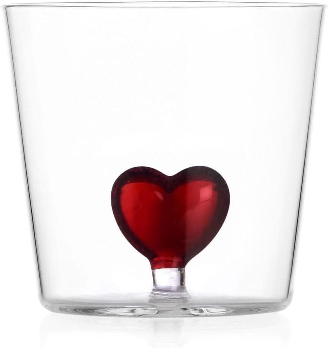 Glazen Tumbler Hart - Waterglas Mok - Drinken Genieten - Magnetronbestendig - 35 cl - Rood