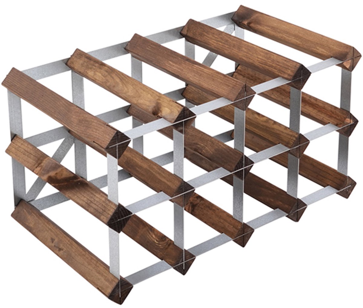 Traditional Wine Rack Co. - Wijnrek voor 12 flessen - Donkere eik - 42x22.8x22.8cm