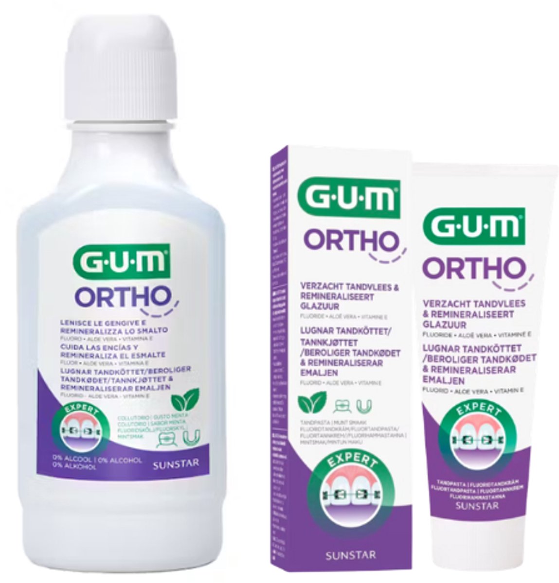 GUM Ortho Voordeelpakket - Tandpasta + Mondspoelmiddel
