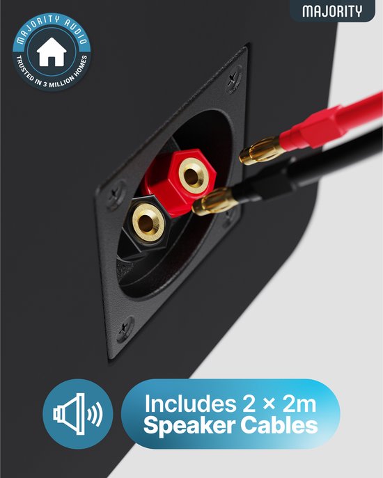 Majority D70X Passive Bookshelf Speakers - 60W RMS - Stereo - Ingebouwde Woofer en Tweeter - Zwart van Majority — afbeelding 5