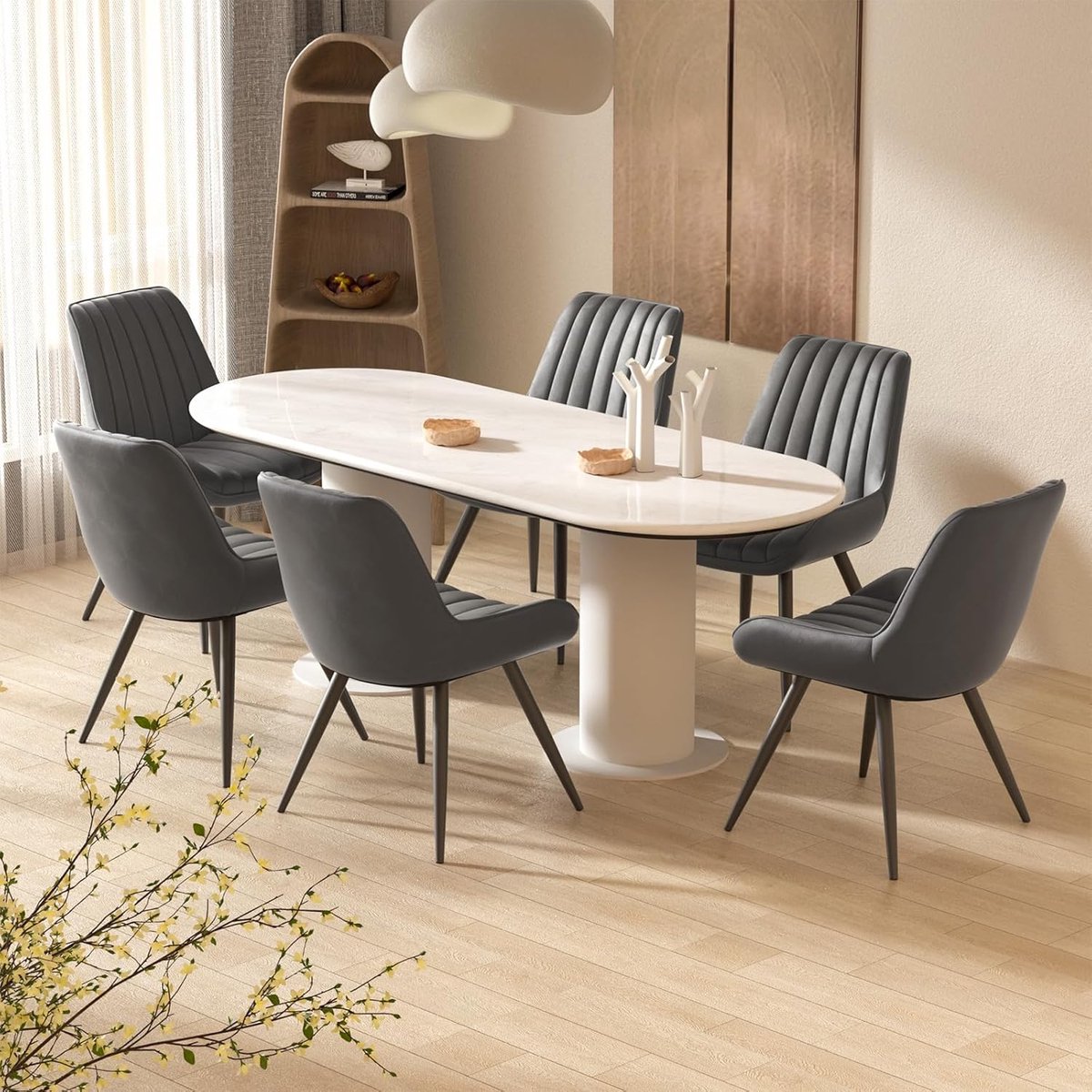Eetkamerstoelen Set van 4 – Grijs – 5 cm – Industrohome