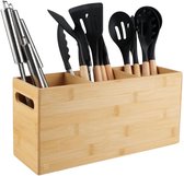 BUDDLEY Keukengerei Houder - Bamboe - Keuken Organizer - Bestekbak - Pollepel - Kookgerei - Houder - Houten - Spatelhouder - Keuken - Organizer - Aanrecht - Hout - Pot - Keukengerei Organizer - Keukenorganizer - Organiser - Bestek Bak - Zonder inhoud
