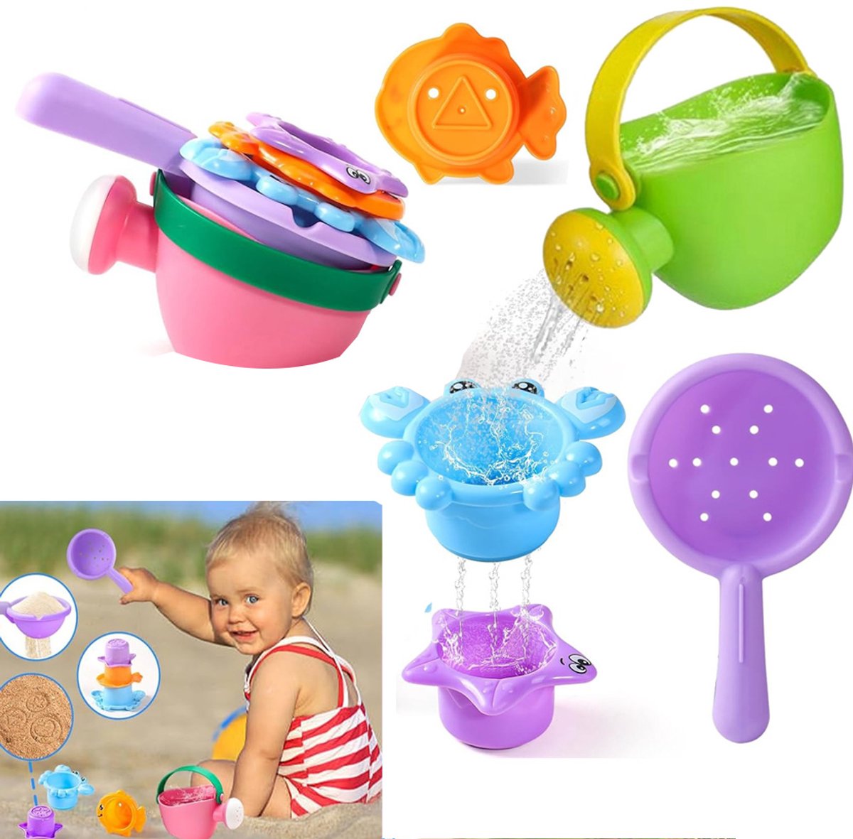 Badspeelgoed voor kinderen van 1, 2, 3 en 4 jaar: Babybadspeelgoed vanaf 12 maanden - Leuk - Speelgoed voor in bad en in het zwembad - Verjaardagscadeaus voor jongens en meisjes van 1 en 2 jaar - Peuterspeelgoed van 12 jaar