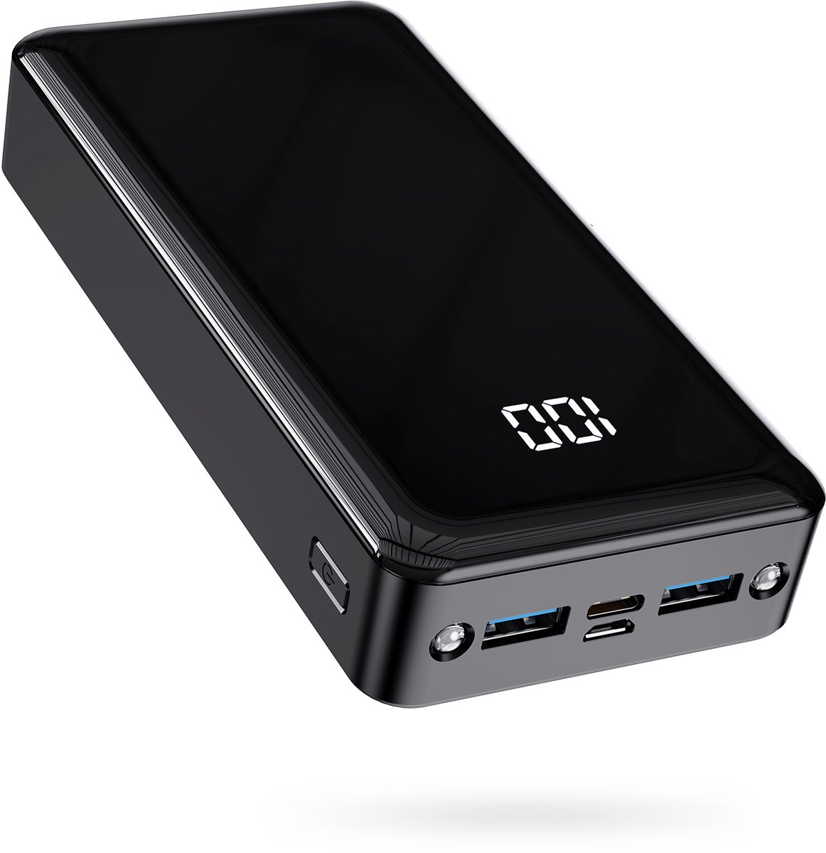 hganus powerbank 24000 mAh - 22,5 W snellaadfunctie - 4 uitgangen met LED-display - USB-C snellaadkabel - universeel voor smartphones, tablets en gadgets