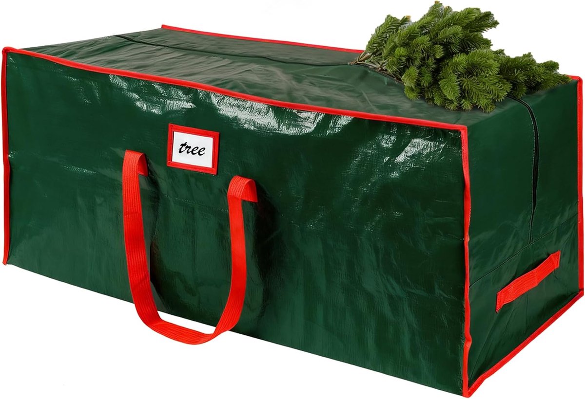 OLOEY Versterkte handband + dubbele rits ontwerp-waterdicht slijtage-stofdicht vochtbestendig-groen grote capaciteit kerstboom opvangtas-groen