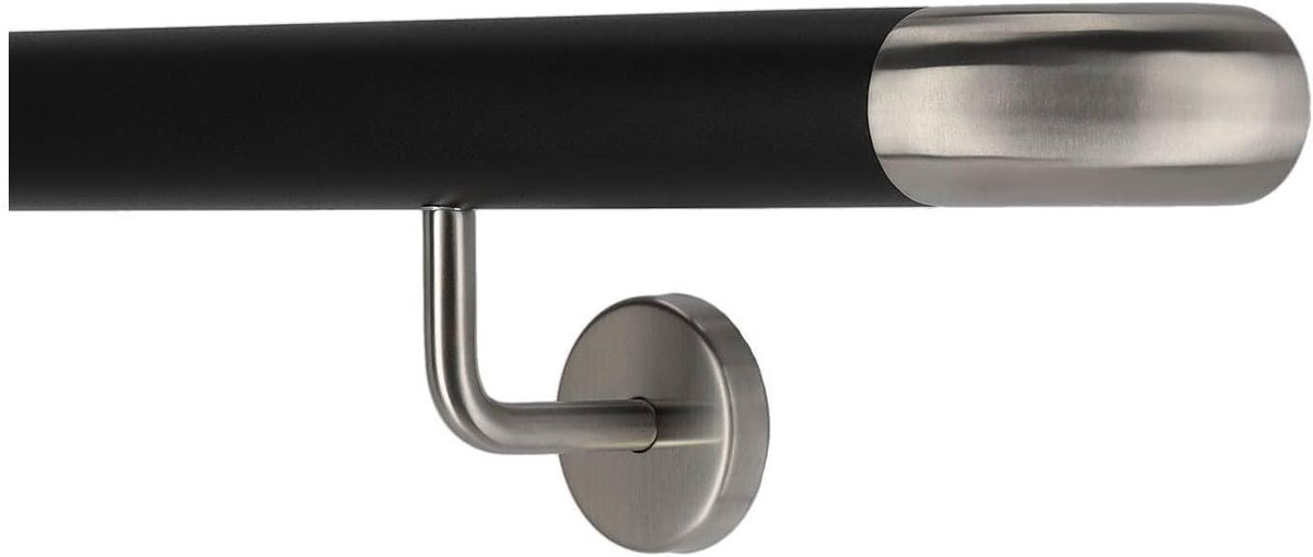 Trapleuning Roestvrij Staal - Leuning Binnen Buiten - Veilige Trap Op - Ononderbroken Tot 6m - 530 cm - Zwart
