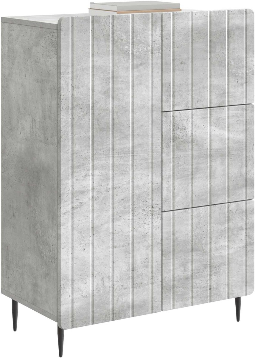 vidaXL - Dressoir - met - lade - Betongrijs - 66 - x - 34,5 - x - 91,5 - cm - Bewerkt - hout