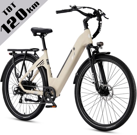 TTGO Elektrische Fiets C3 SE - 28 Inch E-Bike Stadsfiets - 18Ah Accu tot 120 km Bereik - Shimano 7 Speed- Aluminium Frame - Geel