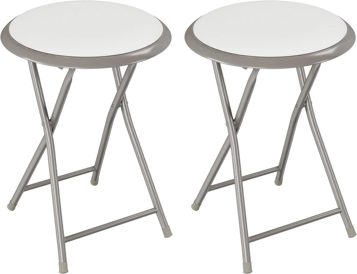 Opvouwbare Barkruk - Draagbare Kruk - Extra Zitplaatsen - 300 lbs Capaciteit - 45 cm - Wit