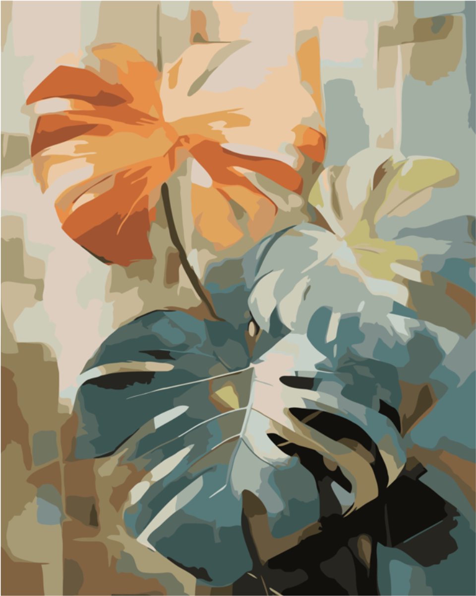 Paint by numbers Volwassenen – schilderen op nummer – Creatieve hobby – Ontspanning thuis – Cadeau idee – Compleet pakket – DIY decoratie – Botanisch – Bladeren – Botanical Balance
