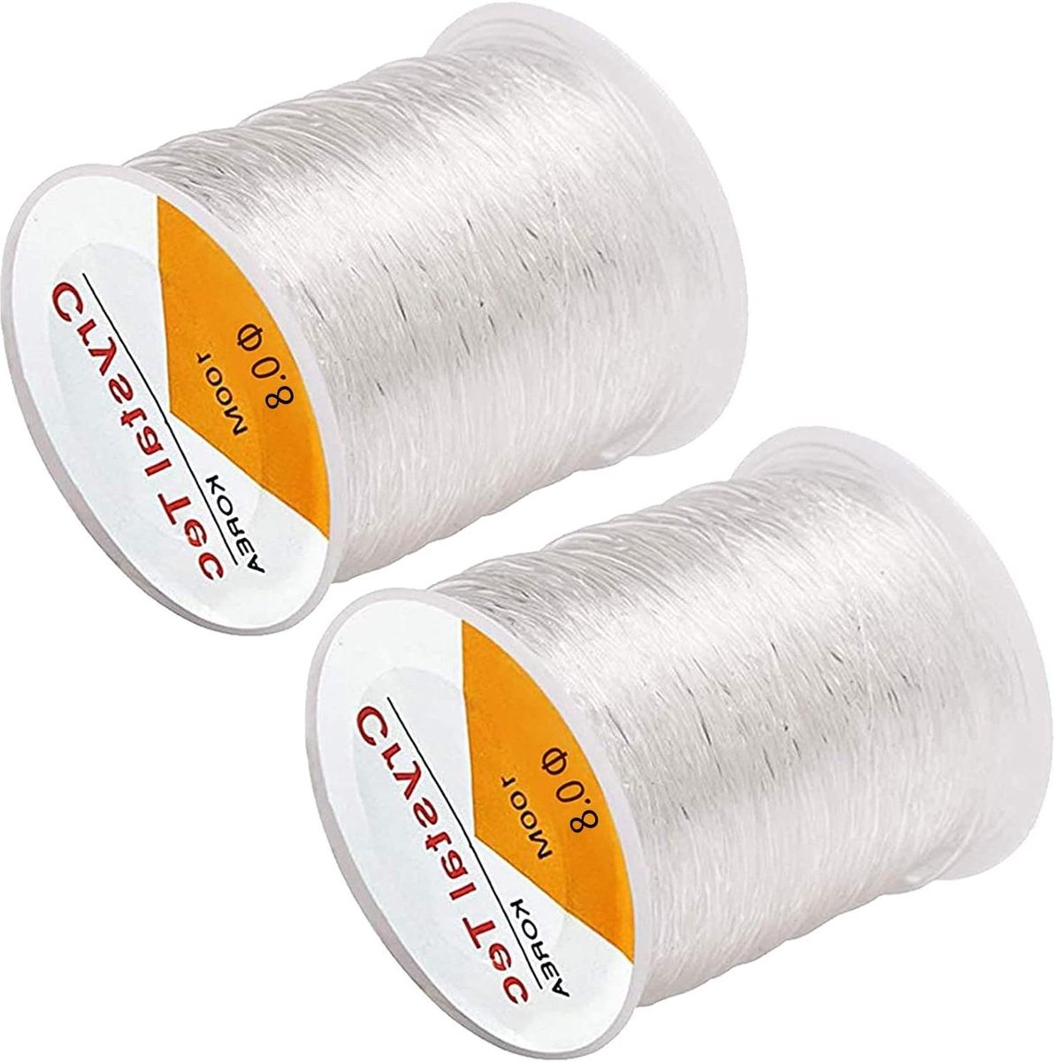 Set van 2 Elastische Polyester Garens voor Armbanden en Creatieve Projecten, 0.8 mm, 100 m Transparant, Handwerken, DIY, Ambachten