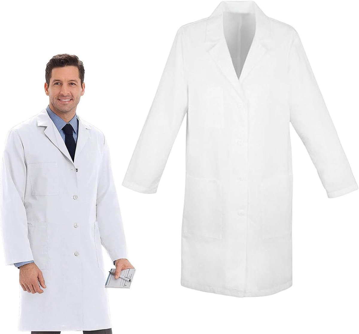 Laboratoriumjas - Doktersjas Werkjas - Bescherming Werk - Unisex Ontwerp - 3 Zakken - Wit