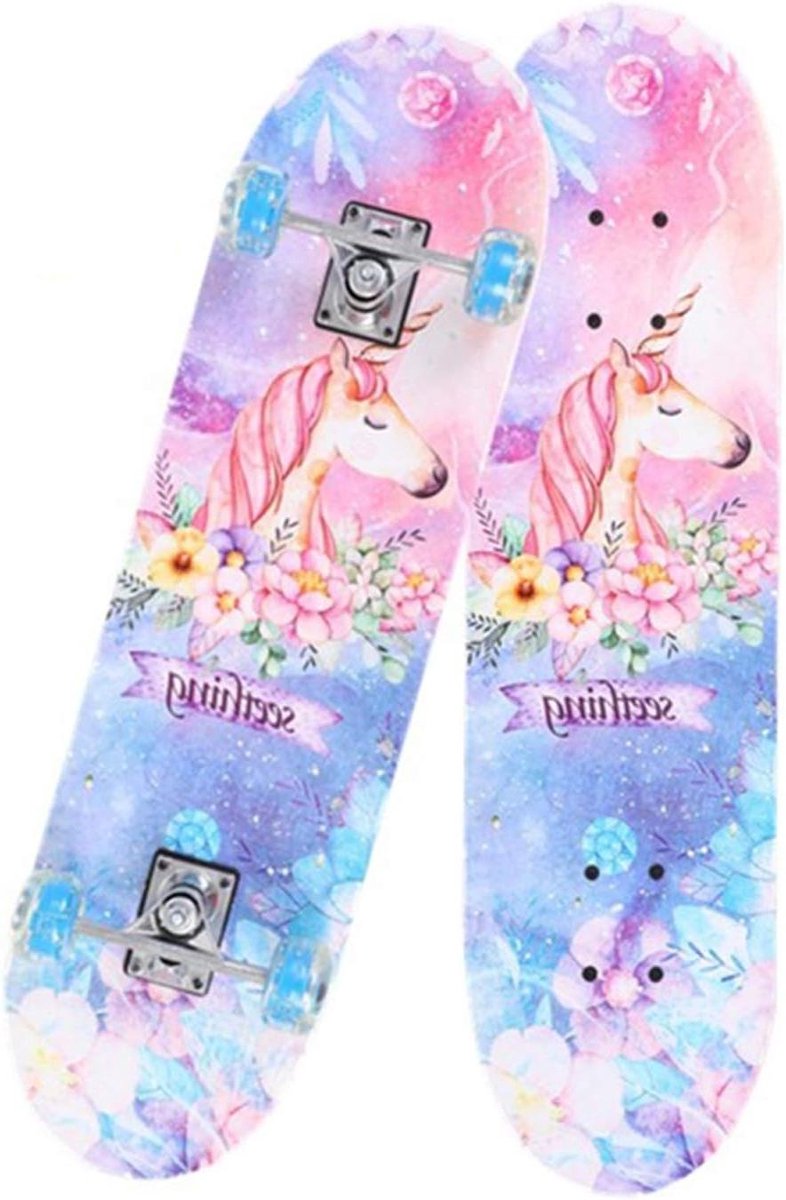 Compleet Skateboard Trick board Skeeleren en trucjes Oplichtende wielen 31 inch Unicorn