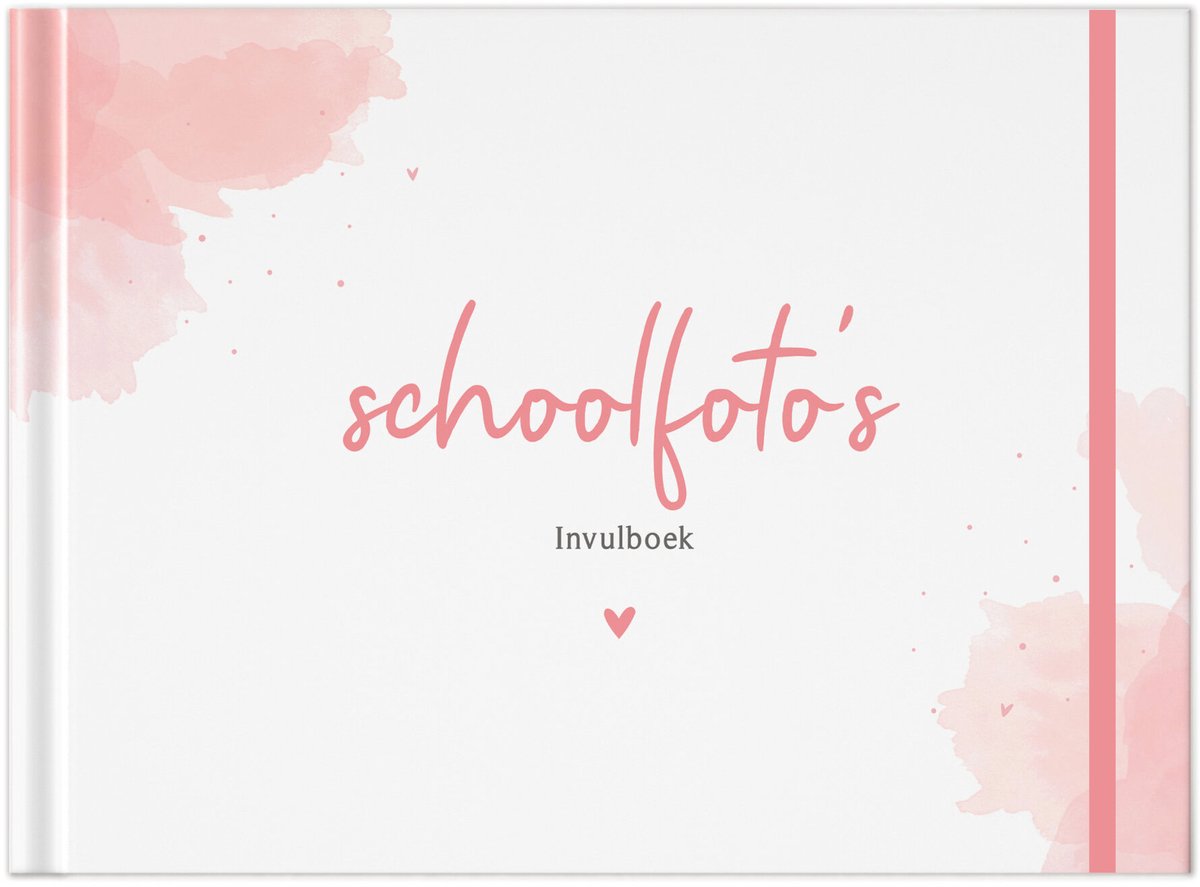 Fyllbooks - Schoolfotoboek Invulboek - Schoolfoto Album - Schooljarenboek - Watercolour Roze - Geschikt voor: 12 Portret- en Klassenfoto's