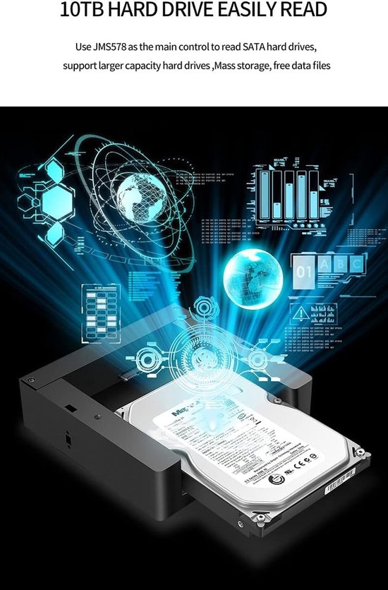 Externe Harde Schijf Dock - HDD Station Lezer - Data Back-up Maken - Alles-in-één Kaartlezer - 2.5 & 3.5 Inch — afbeelding 5
