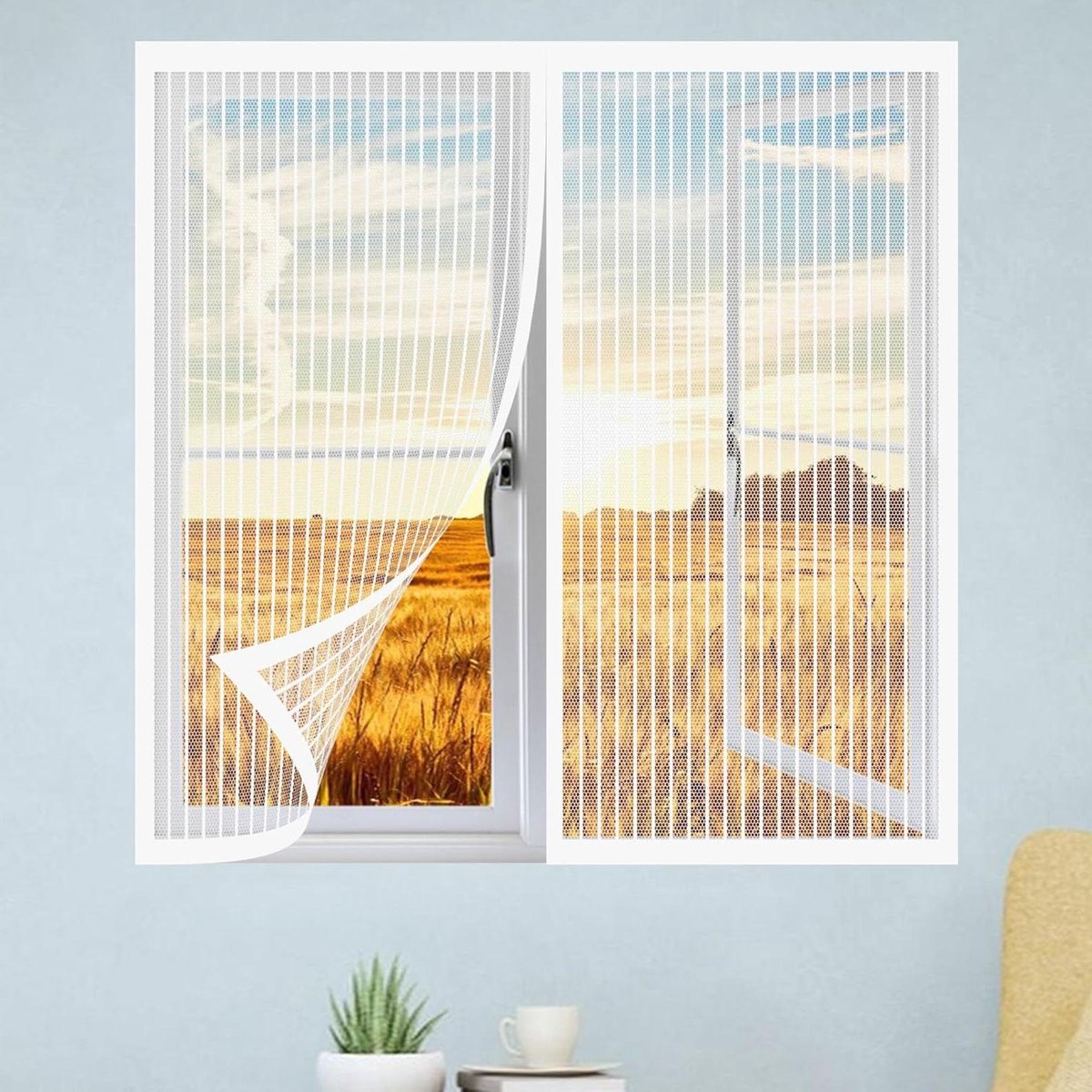 Raamhor Muggennet - Insectenhor Raam - Insecten Buiten - Zelfklevend Zonder Boren - 140x100 cm - Wit