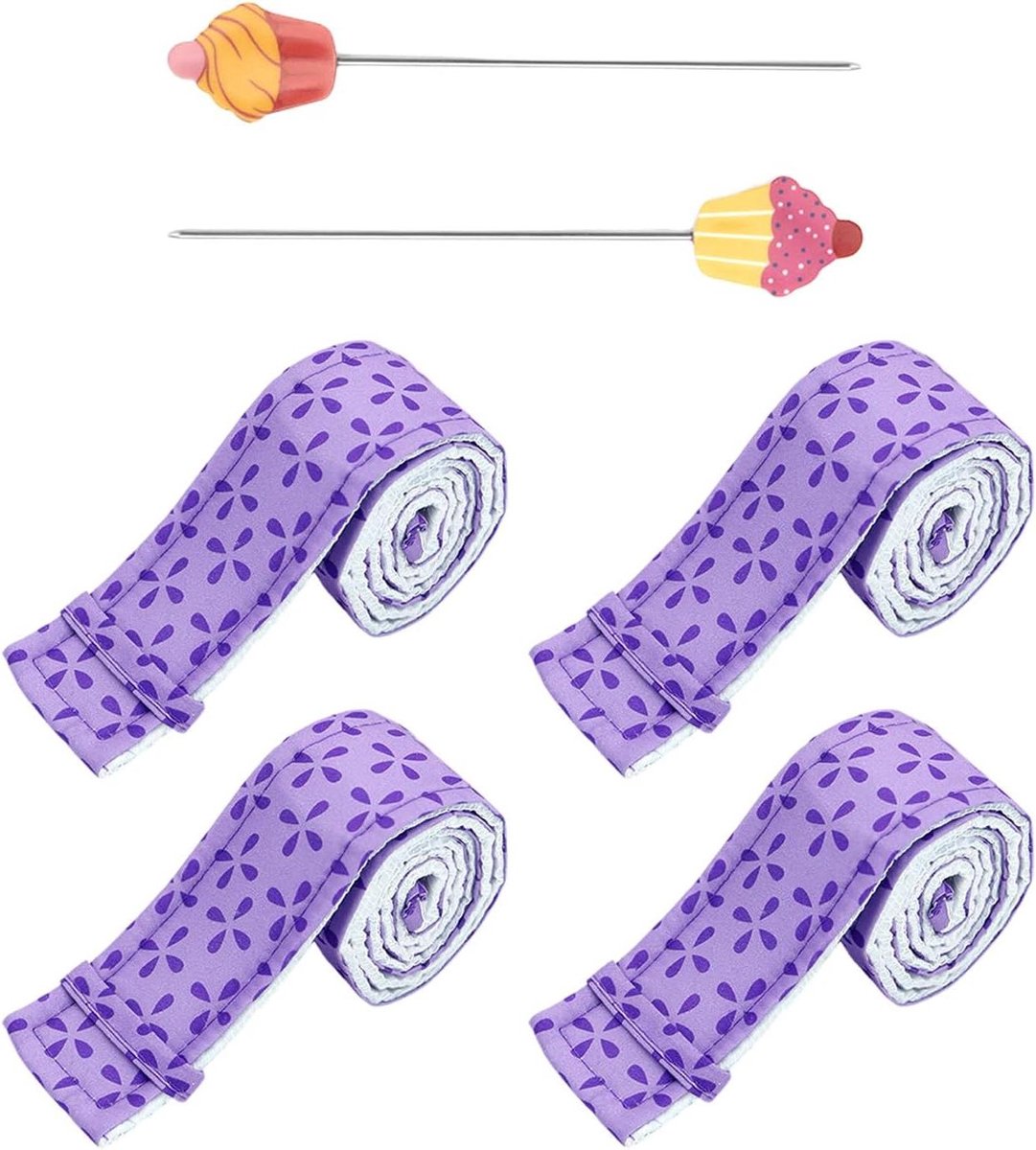 Bakstrips en Testers - Taart decoratie - Gelijkmatig bakken - Stof en RVS - 4 stuks - Paars