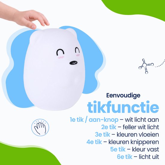 Kadoing® Beer Nachtlamp (Groot) - met Tikfunctie en Afstandsbediening - Oplaadbaar - Baby Lamp - Speelgoed Cadeau - Nachtlampje Kinderen - Premium Kinderlamp van Kadoing — afbeelding 5