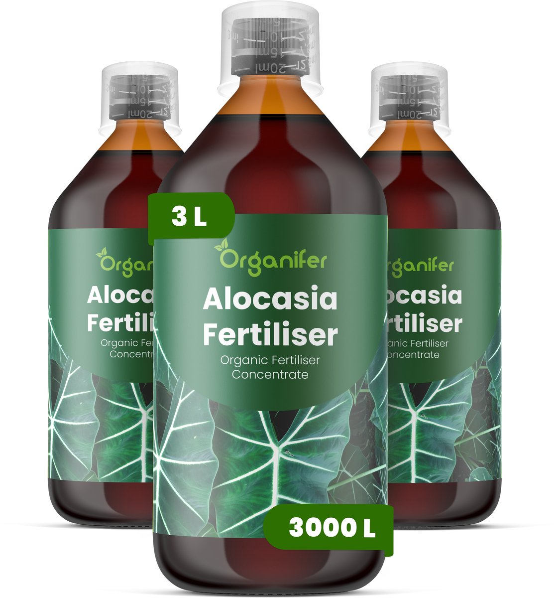 Vloeibare Meststof Voor Alocasia - 3X1 L Voor 3000 L - Npk 2-1-8 - Voor Тropische Bladplanten - Rechtopstaande Groei - Krachtige Wortelgroei - Weinig Licht - Droogtebestendig Waterregulatie - Organifer