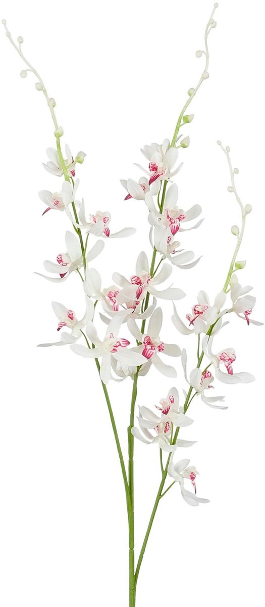 Mica Decorations Kunstbloem Orchidee Floristic - H95 cm - wit - kunststof - stelen kunstbloemen - boeket - kleine bloemetjes