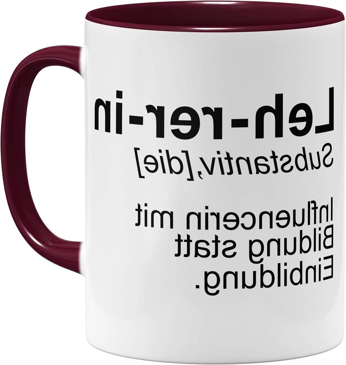Grappige mok - Keramische beker - Koffie moment - Aan beide zijden bedrukt - 325 ml - Bordeaux