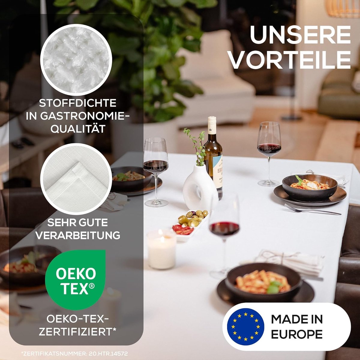 Tafelkleed - Linnen look - Tafeldekking - Waterafstotend - 160 cm - Wit