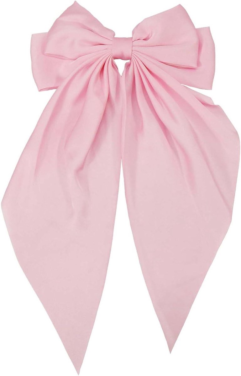 Haarstrik Satijn - Grote Strik - Outfit Completeren - Lange Staart - 30x20 cm - Roze
