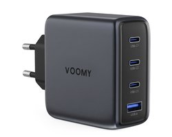 Voomy USB C Adapter 140W – Oplader – Snellader – USB C Lader – Universeel – 2 USB C & 1 USB A Poort – Geschikt voor Laptop, telefoon, tablets en meer – Space Grey