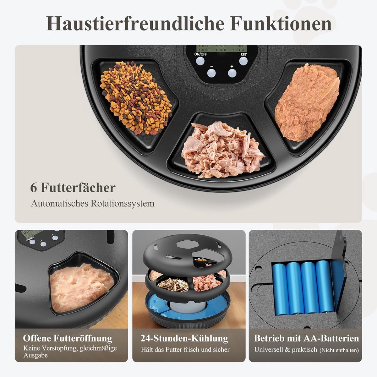 Shenzhen Haorui Automatische Kattenvoerbak met Timer 1200ml - afbeelding 3