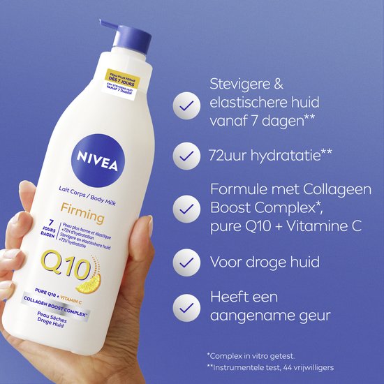 NIVEA Q10 Verstevigende Bodylotion met Pomp - Lotion met Vitamine C - Bodycrème - 72 uur Hydratatie - Voor Normale Huid - 400 ml