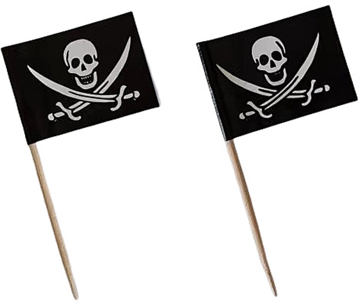 Go Go Gadget - Cocktailprikkers - Vlag prikker - 1 set van 20 stuks - 6,5cm - Piraten Vlag