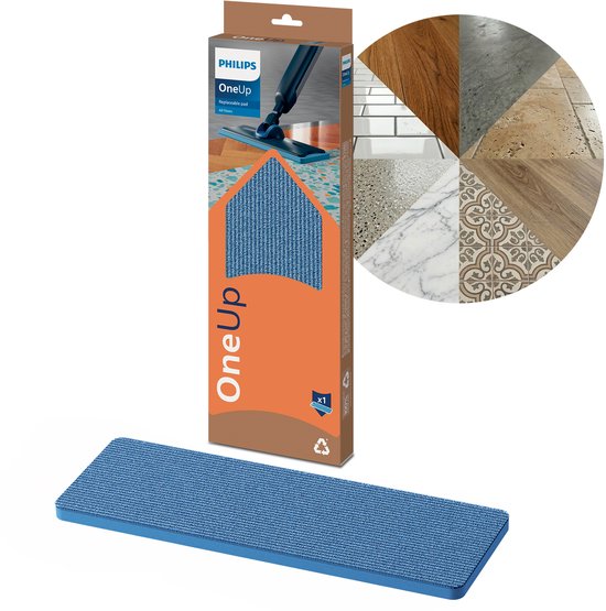 Philips OneUp Vervangbare Dweildoek XV1882/10 - Origineel - Zuigt vuil water op, herbruikbaar & efficiënt - Enkele Verpakking