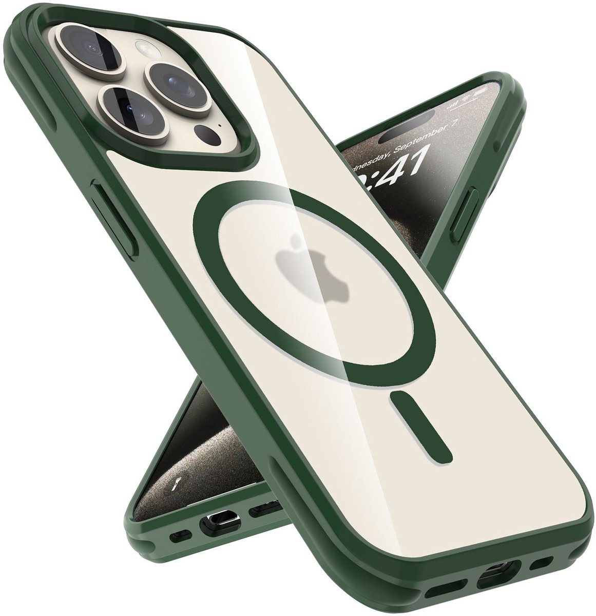 Hoesje geschikt voor iPhone 15 PRO MAX in Donkergroen Case geschikt voor Magsafe