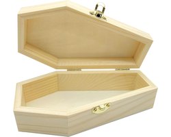 Mini Houten Kist - Doodskist Decoratie Schatkistje - Huisdier Herinnering - Ongelakt Hout - 15.5 x 8.5 x 4.7 cm