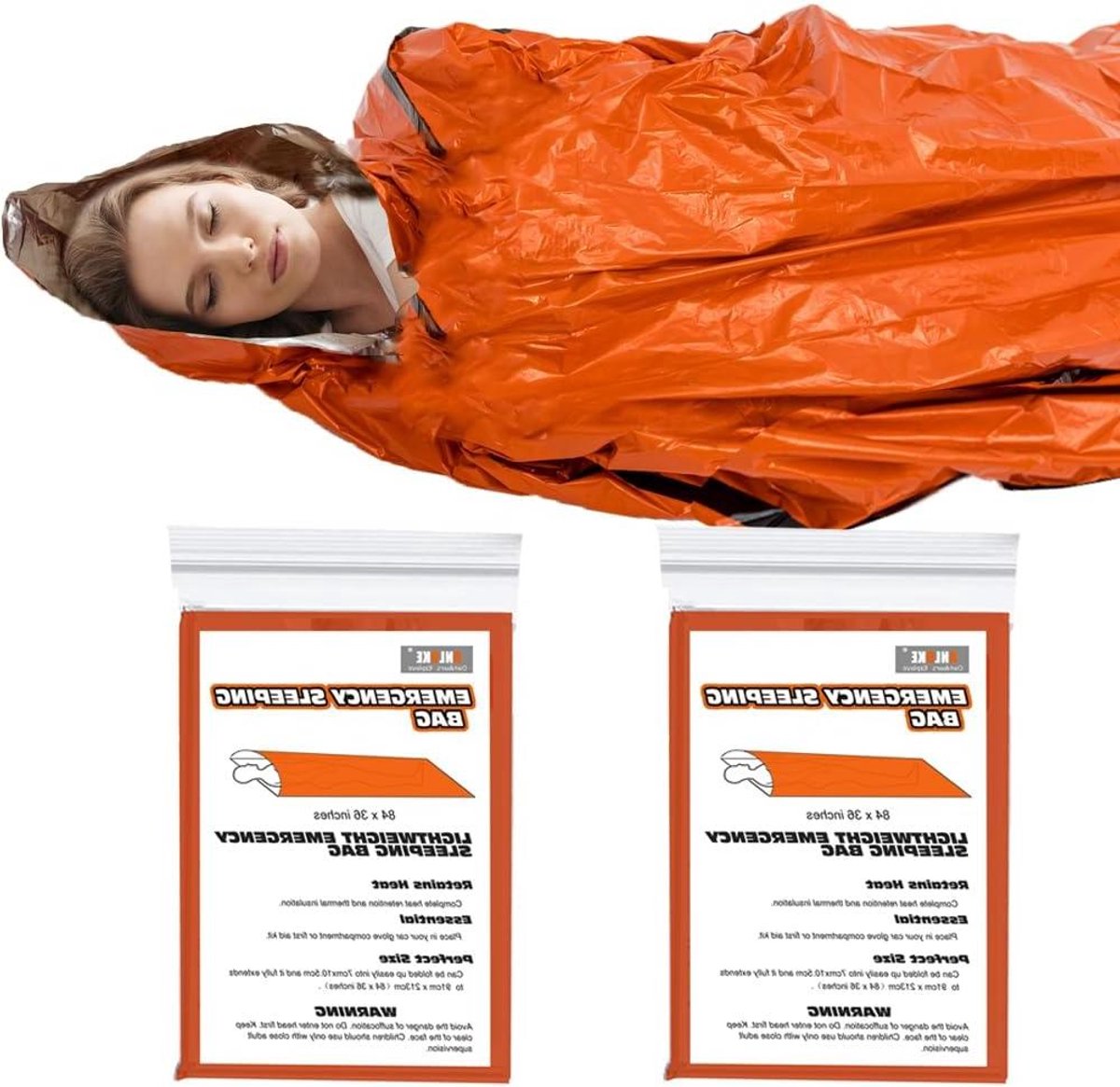 Noodslaapzakken - Survival Slaapzak Bivy - Buiten Bescherming - Warmte Reflecterend - 208 x 91 cm - Oranje