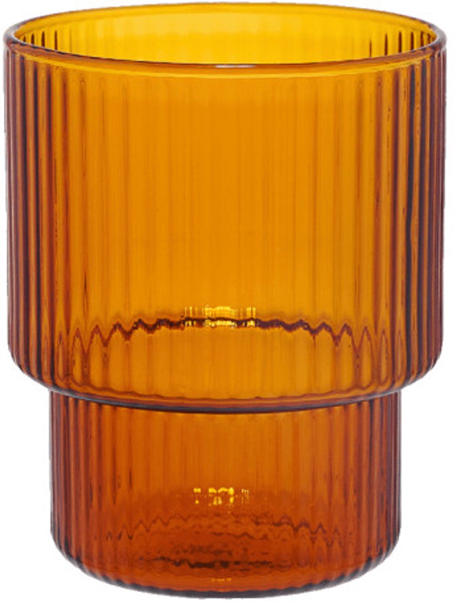 Gegroefd latte glas CHiATO, 260 ml – Bruin