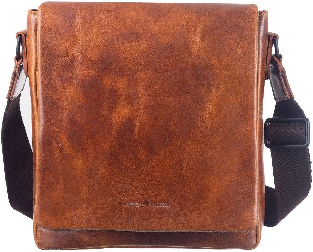 GREENBURRY Leren schoudertas Newport Crossover Bag Caramel Lichtbruin