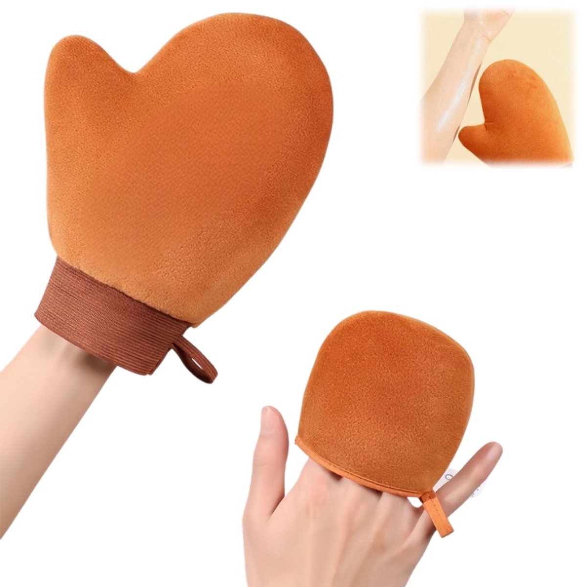 2 stuks-Aanbrenghandschoenen - Handschoenen voor het aanbrengen van bodylotion - Huidverzorgingsaccessoires - Geschikt voor het aanbrengen van bodylotion, gezichtscrème en zonnebrandcrème - Bruin - 22*15,5 cm