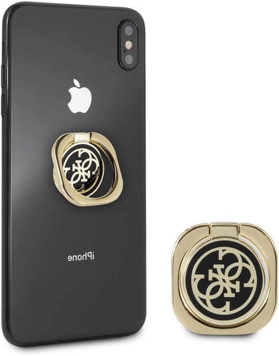Ring Standaard - Telefoon Houder - Veilig Gebruik - Ademende Voering - Maat 8 - Goud Zwart