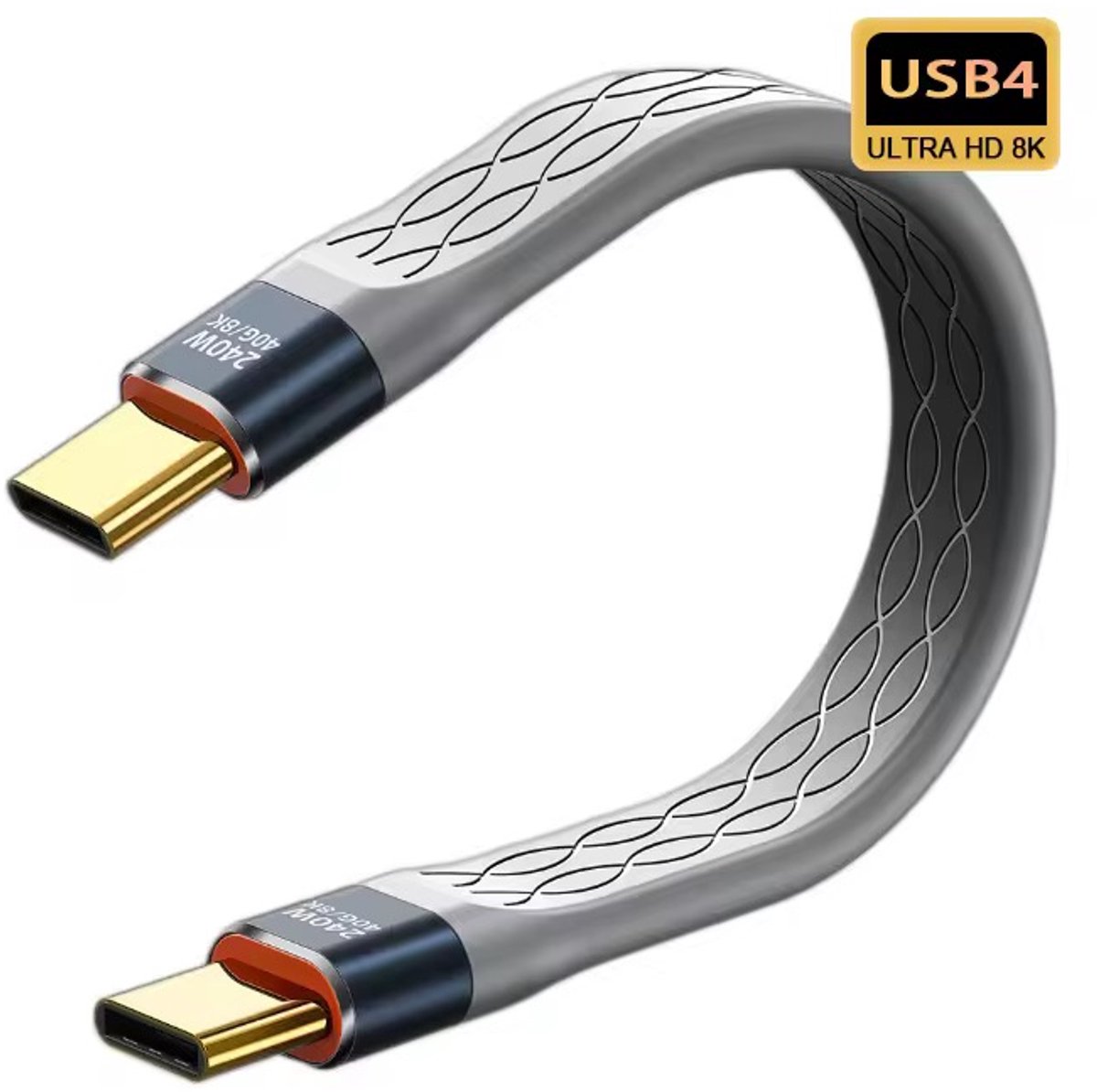 USB-C naar USB-C Kabel - USB4 240W - Snellader - 8K60HZ - 40Gbps Data - Data transfer - Thunderbolt 4 - Geschikt voor o.a. PC, Telefoon en Harde schijf