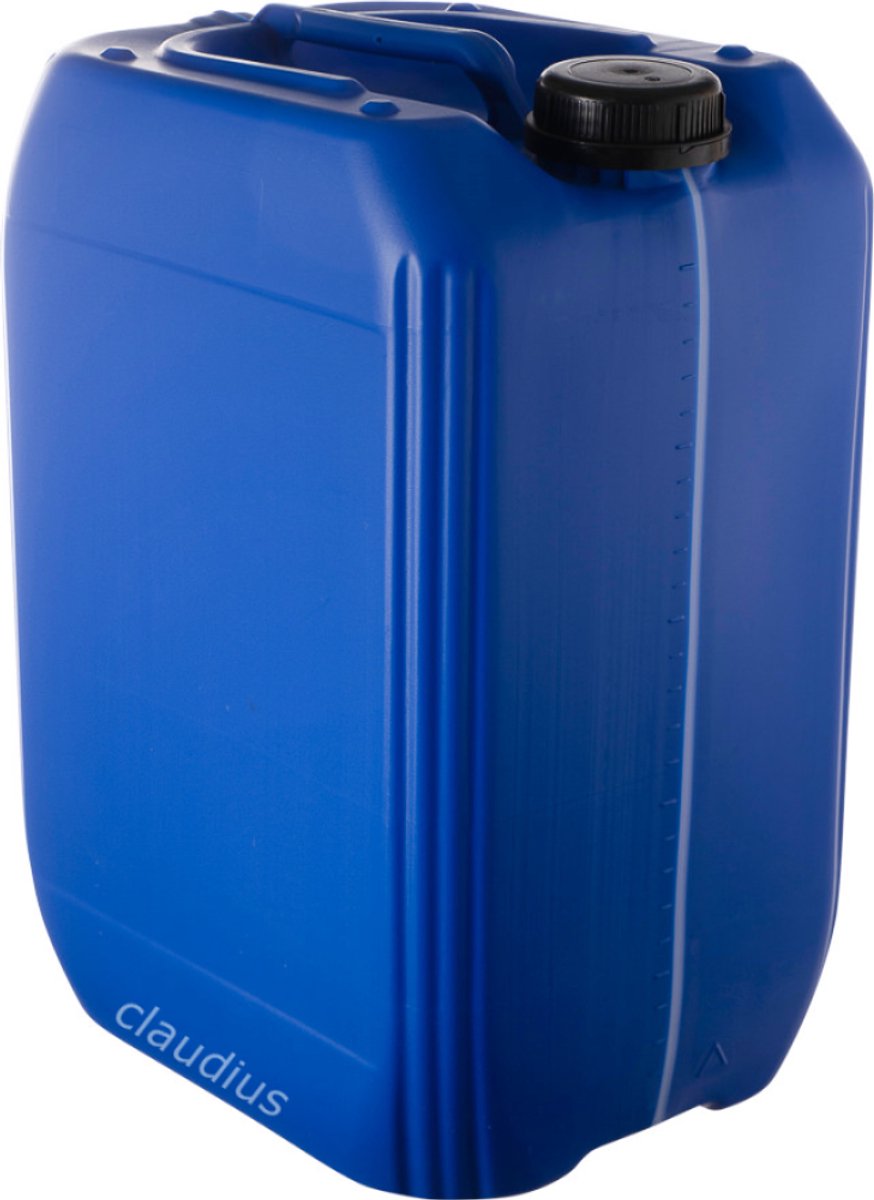Jerrycan 20 Liter blauw met zichtstreep | geschikt voor water | UN gekeurd | benzine | handig stapelbaar | food grade | inclusief dop | totaal te legen