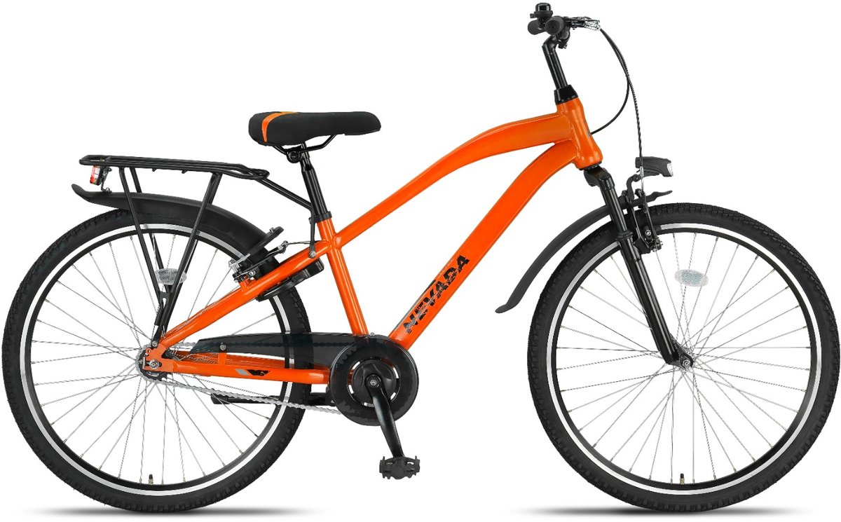 Altec Nevada - Jongensfiets 26 Inch - Kinderfiets voor 10 tot 14 Jaar - 140-155 cm - V-Brake + Terugtraprem - Neonoranje/Zwart