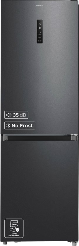 Inventum KV1850B No Frost energiezuinige koel-vriescombinatie - 185 cm hoog - 338 liter - Zeer stil: 35 dB - Superkoelen - Supervriezen - Energielabel C - Vrijstaand - Zwart